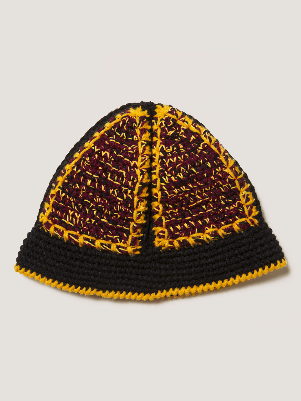 Nicholas Daley Hand Crochet Bucket Hat in Burgundy, Navy