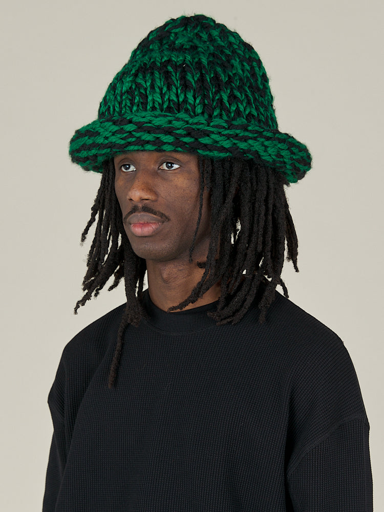 HAND KNITTED REBEL HAT - BLACK/GREEN – Nicholas Daley