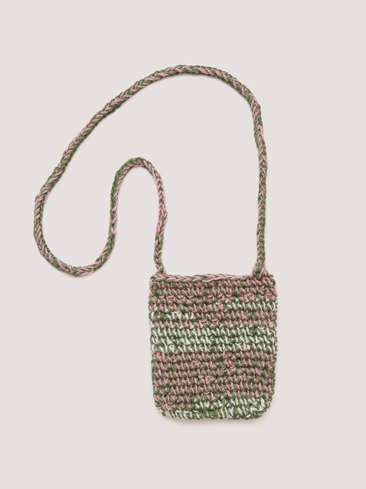 Hand Crochet Neck Pouch - Lilac / Pink / Green / Cream