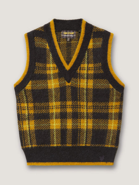 KNITTED TARTAN VEST - ANNIVERSARY GOLD – Nicholas Daley