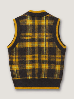 KNITTED TARTAN VEST - ANNIVERSARY GOLD
