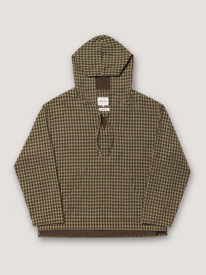 HOODED PULLOVER - BROWN CHECK