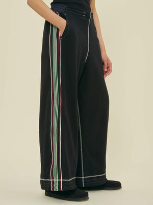 WIDE LEG TRACK PANT - COTTON PIQUE