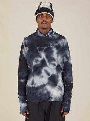 TIE-DYE WAFFLE ROLL NECK - BLACK / CHARCOAL / ECRU