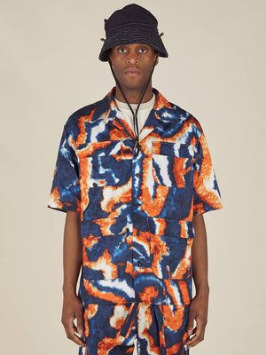 SUMINIGASHI ALOHA SHIRT - NAVY / ORANGE