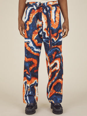 SUMINAGASHI KIMONO PANT - NAVY / ORANGE