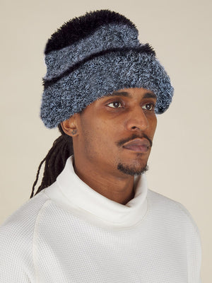 Hand Knitted Fuzzy Hat - Black / Charcoal