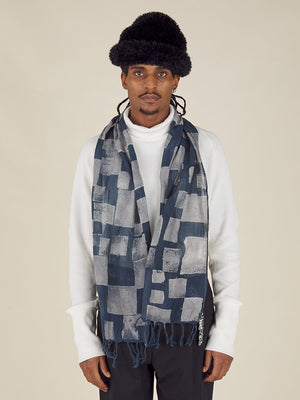 Distorted Check Scarf - Black / Charcoal