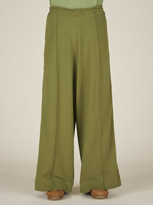 WIDE LEG TRACK PANT - ARMY GREEN