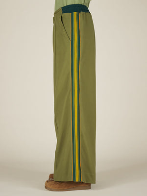 WIDE LEG TRACK PANT - ARMY GREEN