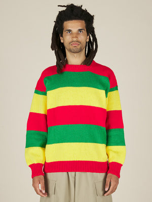 SLYGO STRIPE CREWNECK - RED / GREEN / YELLOW