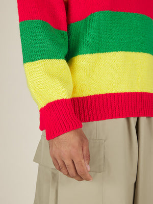 SLYGO STRIPE CREWNECK - RED / GREEN / YELLOW