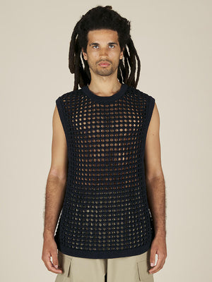 HAND CROCHET VEST - NAVY