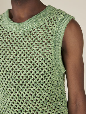 HAND CROCHET VEST - GREEN