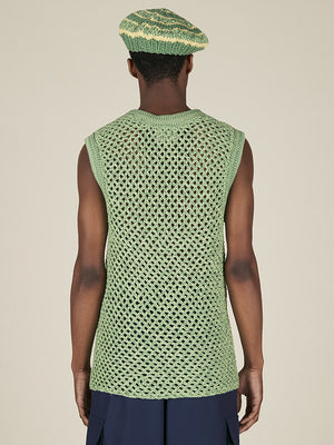 HAND CROCHET VEST - GREEN