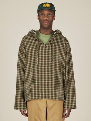 HOODED PULLOVER - BROWN CHECK