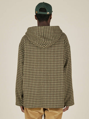 HOODED PULLOVER - BROWN CHECK