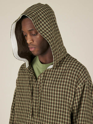 HOODED PULLOVER - BROWN CHECK