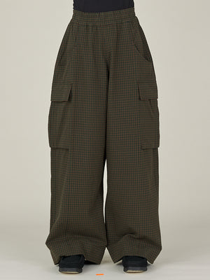 WIDE LEG CARGO PANT - YARN DYED CHECK