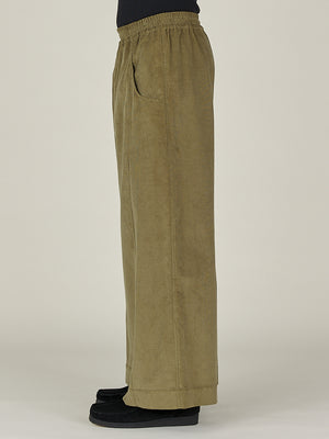 WIDE LEG TROUSER - OLIVE CORDUROY