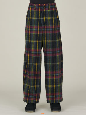 WIDE LEG PLEATED TROUSER - NIGHT TARTAN