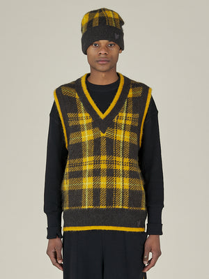 KNITTED TARTAN VEST - ANNIVERSARY GOLD