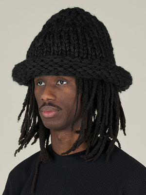 HAND KNITTED REBEL HAT - BLACK