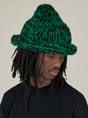 HAND KNITTED REBEL HAT - BLACK/GREEN