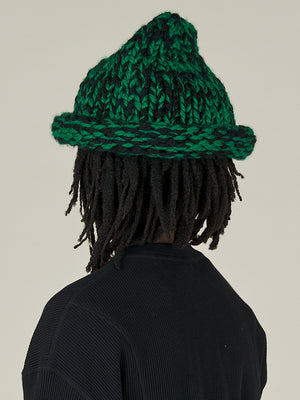 HAND KNITTED REBEL HAT - BLACK/GREEN