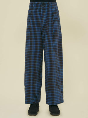 WIDE LEG PLEATED TROUSER - DOUBLE FACED COTTON