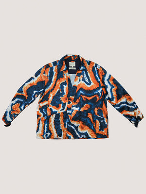 Suminagashi Wrap Jacket - Orange / Navy