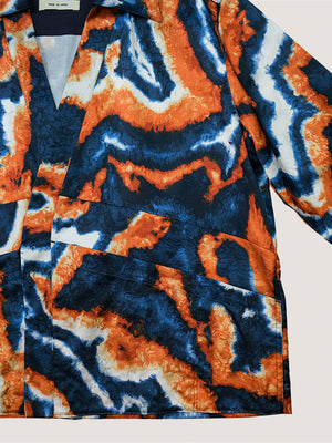 Suminagashi Wrap Jacket - Orange / Navy