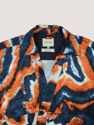 Suminagashi Wrap Jacket - Orange / Navy