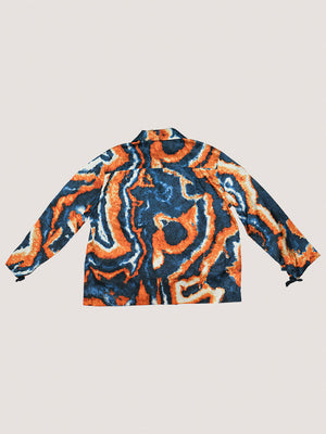 Suminagashi Wrap Jacket - Orange / Navy