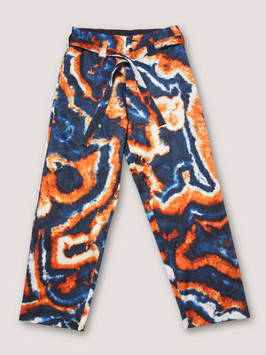 SUMINAGASHI KIMONO PANT - NAVY / ORANGE