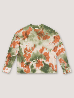 TIE-DYE CREW NECK WAFFLE - OLIVE GREEN / COPPER / ECRU