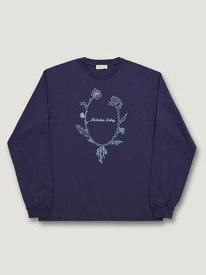 L/S WREATH T-SHIRT  - NAVY