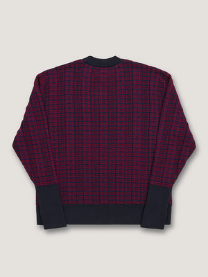 KNITTED CREW NECK  - NAVY / BURGUNDY