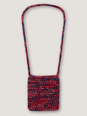 HAND CROCHET NECK POUCH - NAVY / SIENNA / PINK