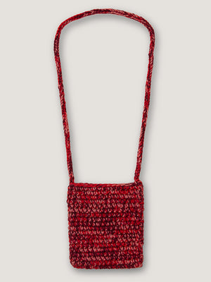 HAND CROCHET NECK POUCH - BURGUNDY / SIENNA / PINK