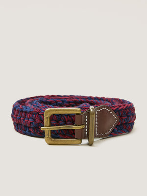 Hand Crochet Belt - Burgundy / Navy