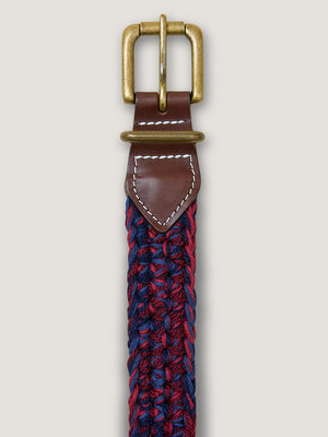 Hand Crochet Belt - Burgundy / Navy