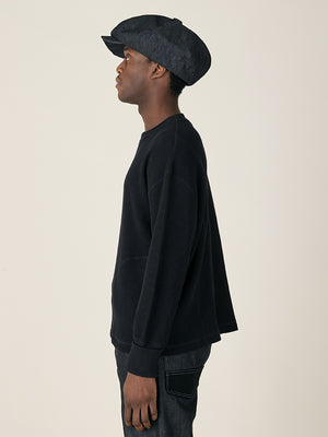 WAFFLE CREW NECK - BLACK