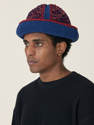 HAND CROCHET BUCKET HAT -BURGUNDY / NAVY / SIENNA