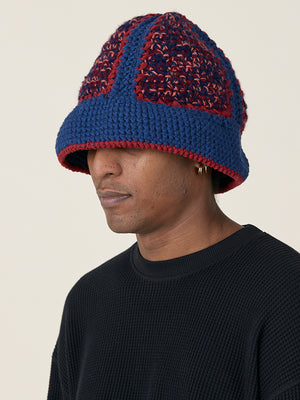 HAND CROCHET BUCKET HAT -BURGUNDY / NAVY / SIENNA