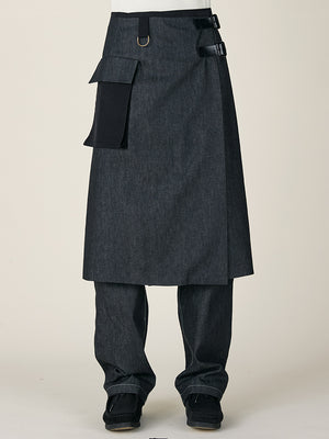 WRAP KILT - BLACK DENIM