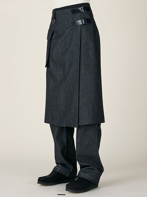 WRAP KILT - BLACK DENIM