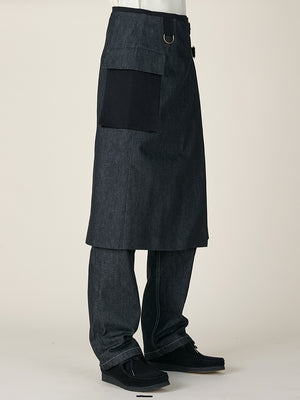 WRAP KILT - BLACK DENIM