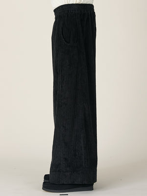 WIDE LEG TROUSER - BLACK CORDUROY