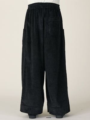 WIDE LEG TROUSER - BLACK CORDUROY